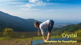  Presentation with sun salutation - Cool new slide deck with doing yoga sun salutation surya backdrop and a tawny brown colored foreground
