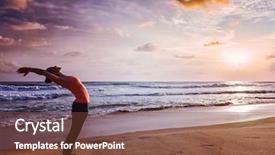  Presentation with surya - Amazing slides having doing yoga sun salutation surya backdrop and a tawny brown colored foreground