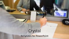  Presentation with writing pen - PPT layouts with department dokument - people and finance concept background and a lemonade colored foreground