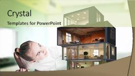  Presentation with dream - Presentation theme enhanced with doll - design of your dream house background and a soft green colored foreground