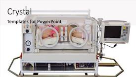  Presentation with incubator - Colorful PPT layouts enhanced with doll in transportable incubator isolated backdrop and a white colored foreground