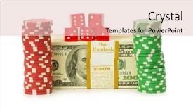  Presentation with chip - Cool new PPT layouts with lottery dice - dollar and casino chip stacks backdrop and a lemonade colored foreground