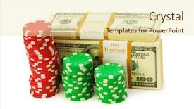  Presentation with chip - Colorful theme enhanced with dollar and casino chip stacks on white backdrop and a soft green colored foreground
