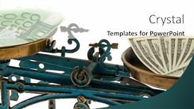  Presentation with balance - Beautiful slides featuring dollar and euro on balance differences in currencies backdrop and a white colored foreground