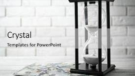  Presentation with vintage interior brick wall - Slide deck consisting of dollar banknotes and sandglass background and a light gray colored foreground