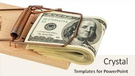  Presentation with symbol - Presentation theme having dollar banknotes in a mousetrap background and a  colored foreground