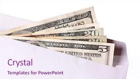  Presentation with cash - Slides consisting of dollar banknotes in envelope isolated background and a sky blue colored foreground