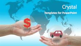  Presentation with car buying - Slide deck featuring dollar cash money for buy background and a teal colored foreground