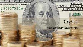  Presentation with dollar - Colorful slide deck enhanced with dollar denominations with fine coins backdrop and a  colored foreground