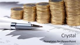  Presentation with economy - PPT theme consisting of dollar economy - business chart coin background and a lemonade colored foreground