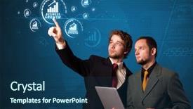  Presentation with modern - Audience pleasing PPT theme consisting of dollar economy - businessman pressing business type backdrop and a ocean colored foreground