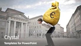  Presentation with bag - Audience pleasing slide set consisting of dollar economy - young businessman carrying a money-bag backdrop and a gray colored foreground