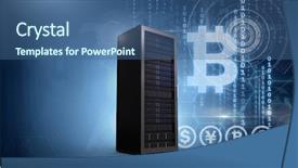  Presentation with information technology - Cool new slide deck with dollar euro pound yen - digital composite of computer servers backdrop and a ocean colored foreground