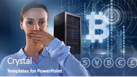  Presentation with information technology - PPT theme having dollar euro pound yen - digital composite of woman background and a teal colored foreground