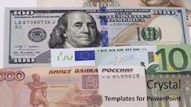  Presentation with world currency - Colorful PPT theme enhanced with dollar euro yuan - currency leading countries backdrop and a  colored foreground