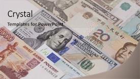  Presentation with world currency - Beautiful PPT layouts featuring dollar euro yuan - currency leading countries backdrop and a light gray colored foreground