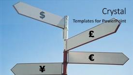  Presentation with corkboard post it - PPT layouts featuring dollar euro yuan - currency sign post background and a light blue colored foreground