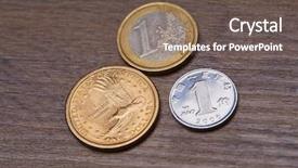  Presentation with children from different cultures - Colorful slides enhanced with dollar euro yuan - different coins backdrop and a gray colored foreground