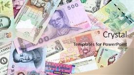  Presentation with banknotes - Colorful presentation theme enhanced with dollar euro yuan - money background - various banknotes backdrop and a lemonade colored foreground