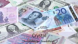  Presentation with banknotes - Amazing presentation theme having dollar euro yuan - money background - various banknotes backdrop and a light blue colored foreground