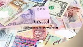  Presentation with banknotes - Amazing PPT theme having dollar euro yuan - money background - various banknotes backdrop and a lemonade colored foreground