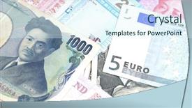  Presentation with money - Amazing presentation theme having dollar euro yuan - money background backdrop and a sky blue colored foreground