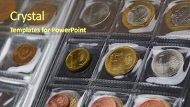  Presentation with concept - Beautiful slide deck featuring dollar euro yuan - numismatic concept backdrop and a tawny brown colored foreground