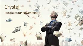  Presentation with rich - PPT layouts consisting of dollar fall - dreaming to become rich background and a cream colored foreground