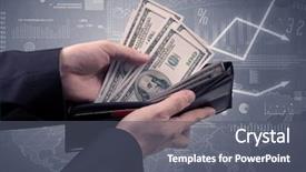  Presentation with graphic - Presentation design enhanced with dollar from wallet with finance background and a dark gray colored foreground