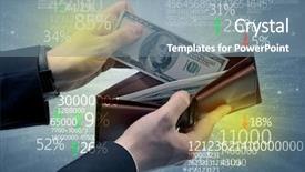  Presentation with stock exchange - PPT theme featuring dollar from wallet with stock background and a seafoam green colored foreground