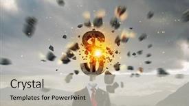  Presentation with dollar - PPT theme having dollar headed man mixed media background and a light gray colored foreground