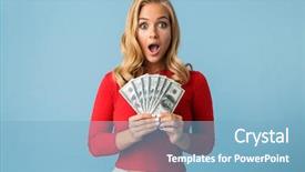  Presentation with red blue - Colorful PPT theme enhanced with dollar money isolated over blue backdrop and a  colored foreground