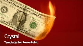  Presentation with fire red - Colorful PPT theme enhanced with dollar note american currency burning backdrop and a crimson colored foreground