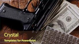  Presentation with black death - Beautiful presentation theme featuring dollar notes and gun black backdrop and a tawny brown colored foreground