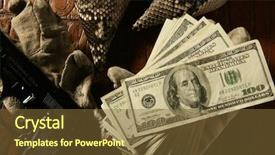  Presentation with gun - Audience pleasing slides consisting of dollar notes and gun black backdrop and a tawny brown colored foreground