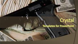  Presentation with black death - Beautiful PPT theme featuring dollar notes and gun black backdrop and a tawny brown colored foreground