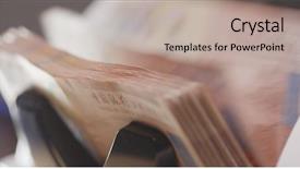  Presentation with hong kong kota - Colorful PPT layouts enhanced with dollar on cash counting machine backdrop and a  colored foreground