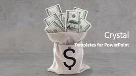  Presentation with investment money - Amazing PPT theme having dollar paper money in bag backdrop and a gray colored foreground
