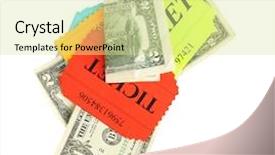  Presentation with money - Slides enhanced with dollar sign coupon - colorful tickets with money isolated background and a blonde colored foreground