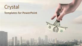  Presentation with dollar sign - Audience pleasing slide set consisting of dollar sign fire - protect your savings mixed media backdrop and a sky blue colored foreground