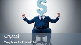  Presentation with golden dollar sign - Beautiful slide set featuring dollar sign instead of head backdrop and a  colored foreground