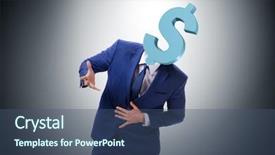  Presentation with dollar sign - PPT theme with dollar sign instead of head background and a ocean colored foreground