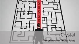  Presentation with business man climbs up to the top of 3d success stairs steps - Colorful presentation design enhanced with dollar sign maze and business backdrop and a light gray colored foreground