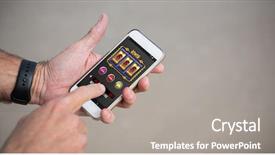  Presentation with slot machine - Presentation featuring dollar signs on mobile background and a gray colored foreground