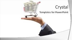  Presentation with money - Colorful PPT layouts enhanced with dollar stores - shopping cart full of money backdrop and a white colored foreground