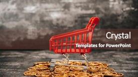  Presentation with money - Beautiful slide deck featuring dollar stores - shopping cart parked above money backdrop and a tawny brown colored foreground
