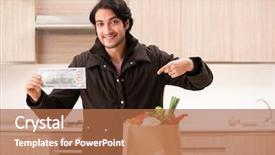  Presentation with man watching woman preparing vegetables - Amazing PPT theme having dollar stores - young handsome man with vegetables backdrop and a coral colored foreground