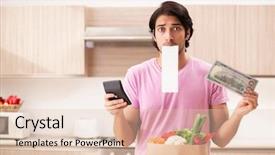  Presentation with vegetables - Cool new slide set with dollar stores - young handsome man with vegetables backdrop and a  colored foreground