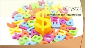 Presentation with white letters - Audience pleasing PPT theme consisting of dollar symbol and colorful letters on white background backdrop and a blonde colored foreground