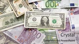  Presentation with functions of money - Slide set having dollars and euro money pile background and a light gray colored foreground